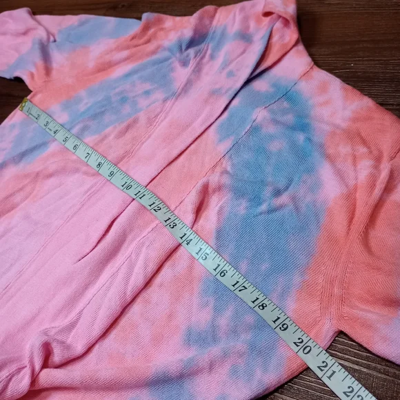 Baja East tie dye Pima Cotton Open Front Cardigan - Picture 8 of 9